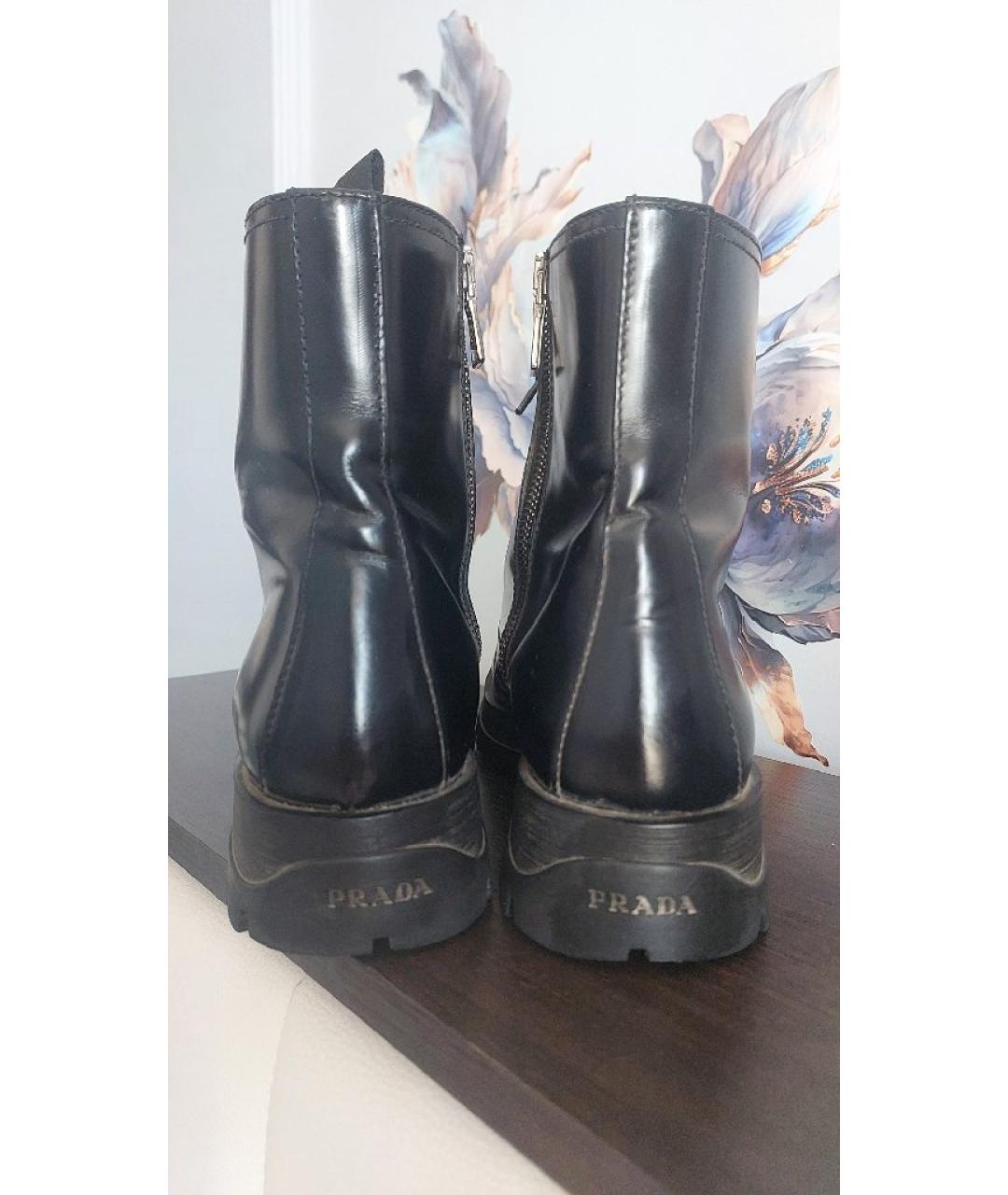 PRADA Черные кожаные ботинки, фото 3