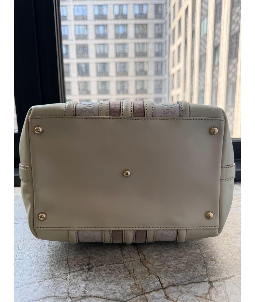 GUCCI Бежевая кожаная сумка с короткими ручками, фото 5