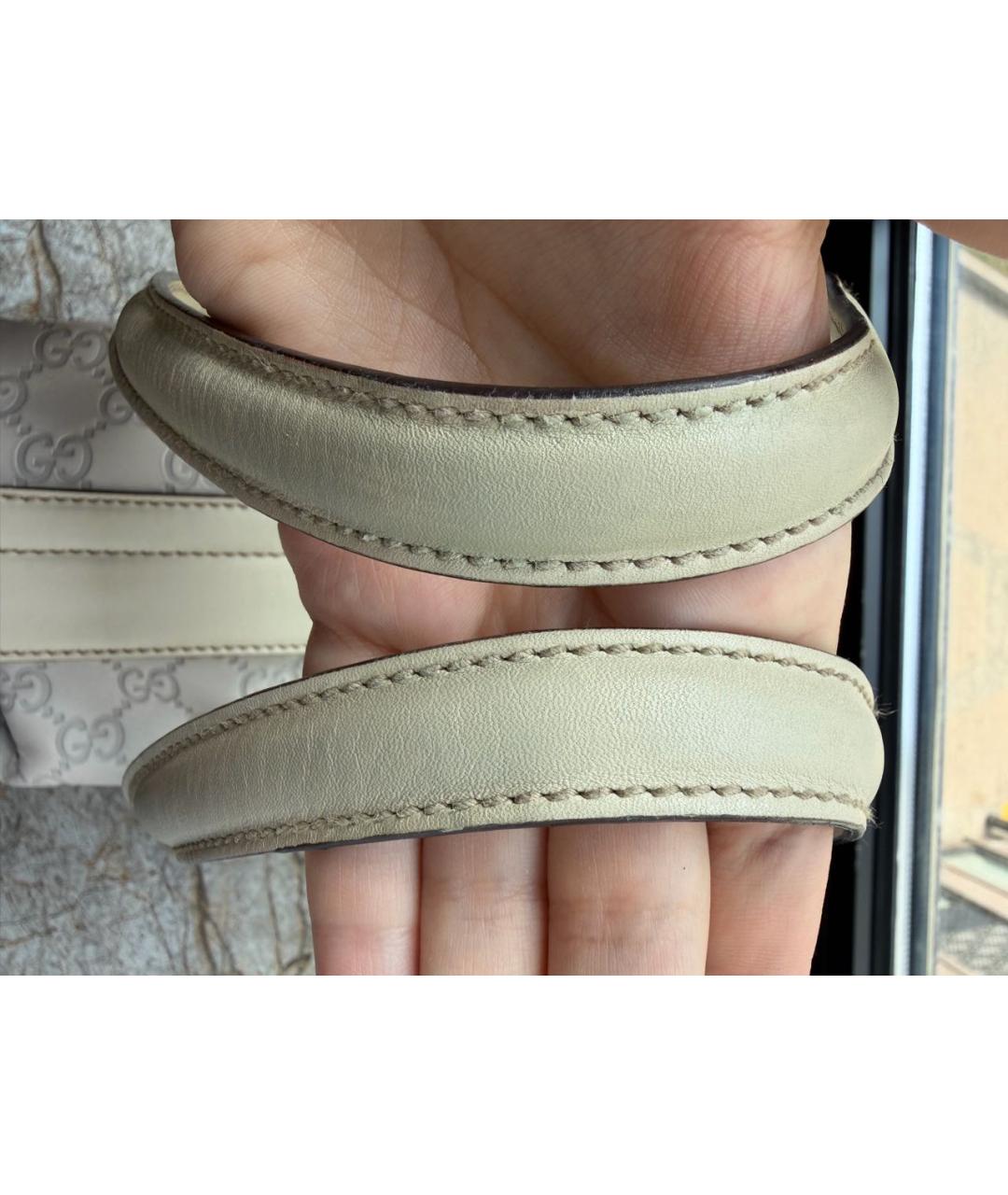 GUCCI Бежевая кожаная сумка с короткими ручками, фото 7