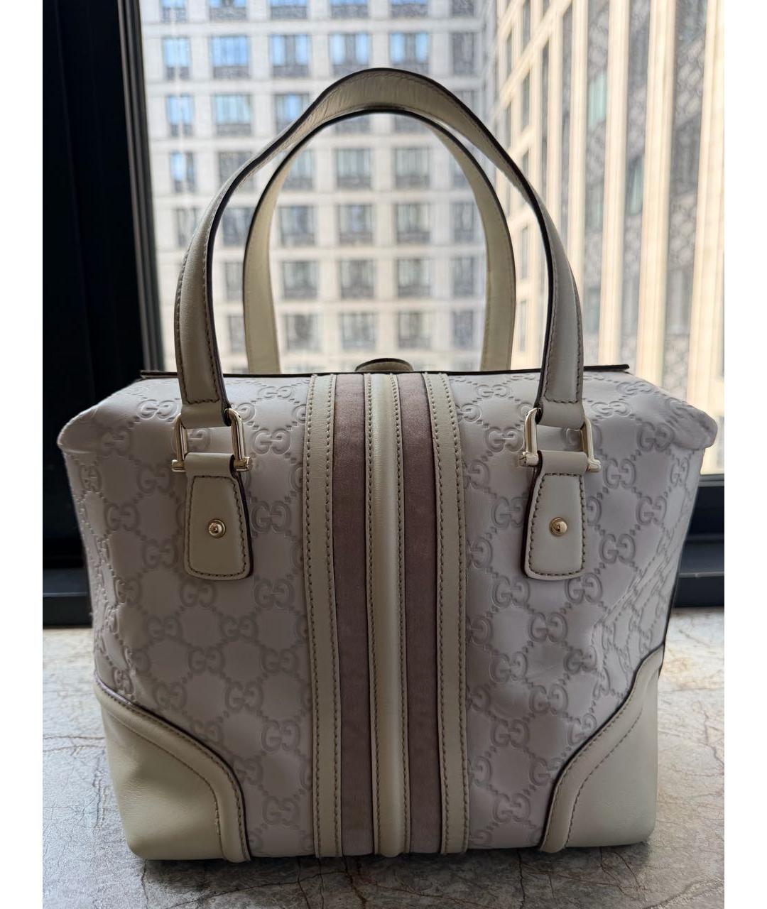 GUCCI Бежевая кожаная сумка с короткими ручками, фото 3