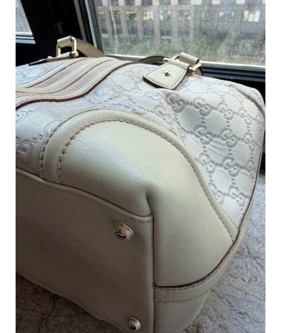 GUCCI Бежевая кожаная сумка с короткими ручками, фото 6