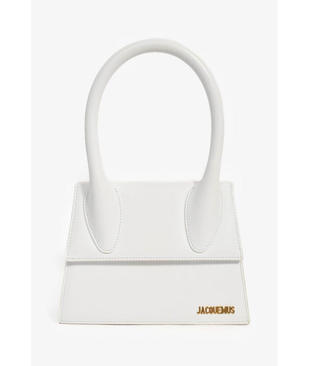 JACQUEMUS Белая кожаная сумка с короткими ручками, фото 5