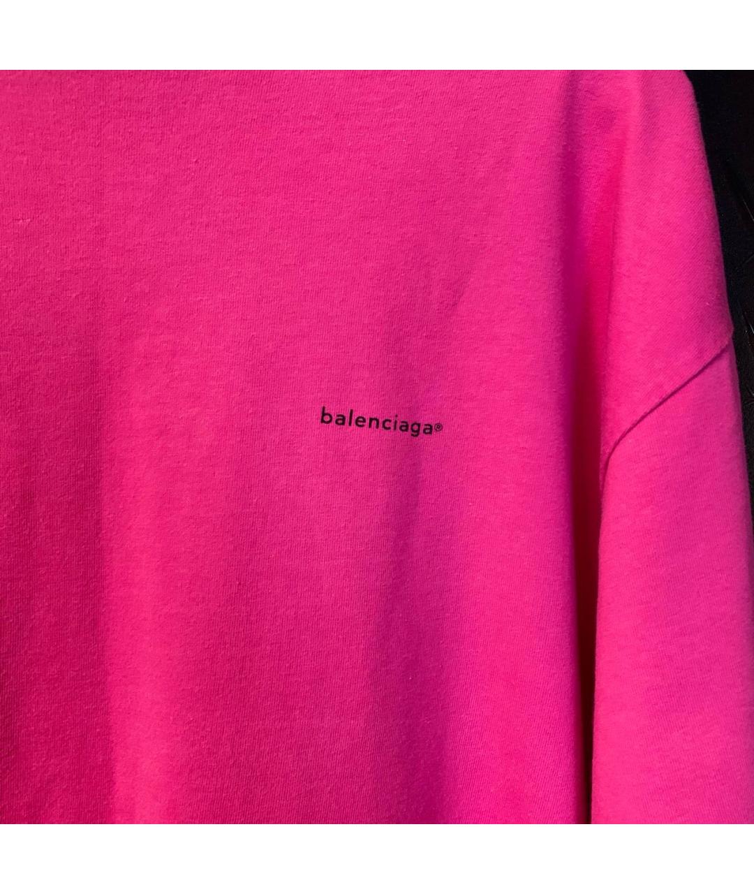 BALENCIAGA Фуксия хлопковая футболка, фото 4