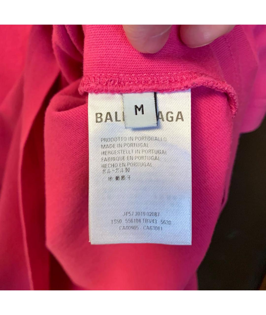 BALENCIAGA Фуксия хлопковая футболка, фото 6