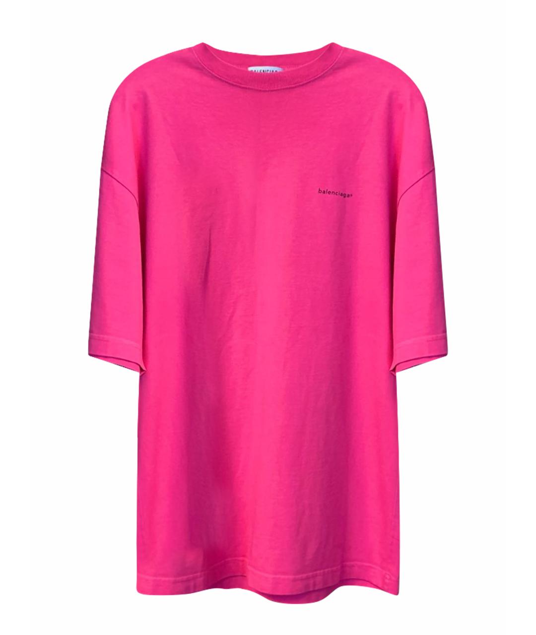 BALENCIAGA Фуксия хлопковая футболка, фото 1