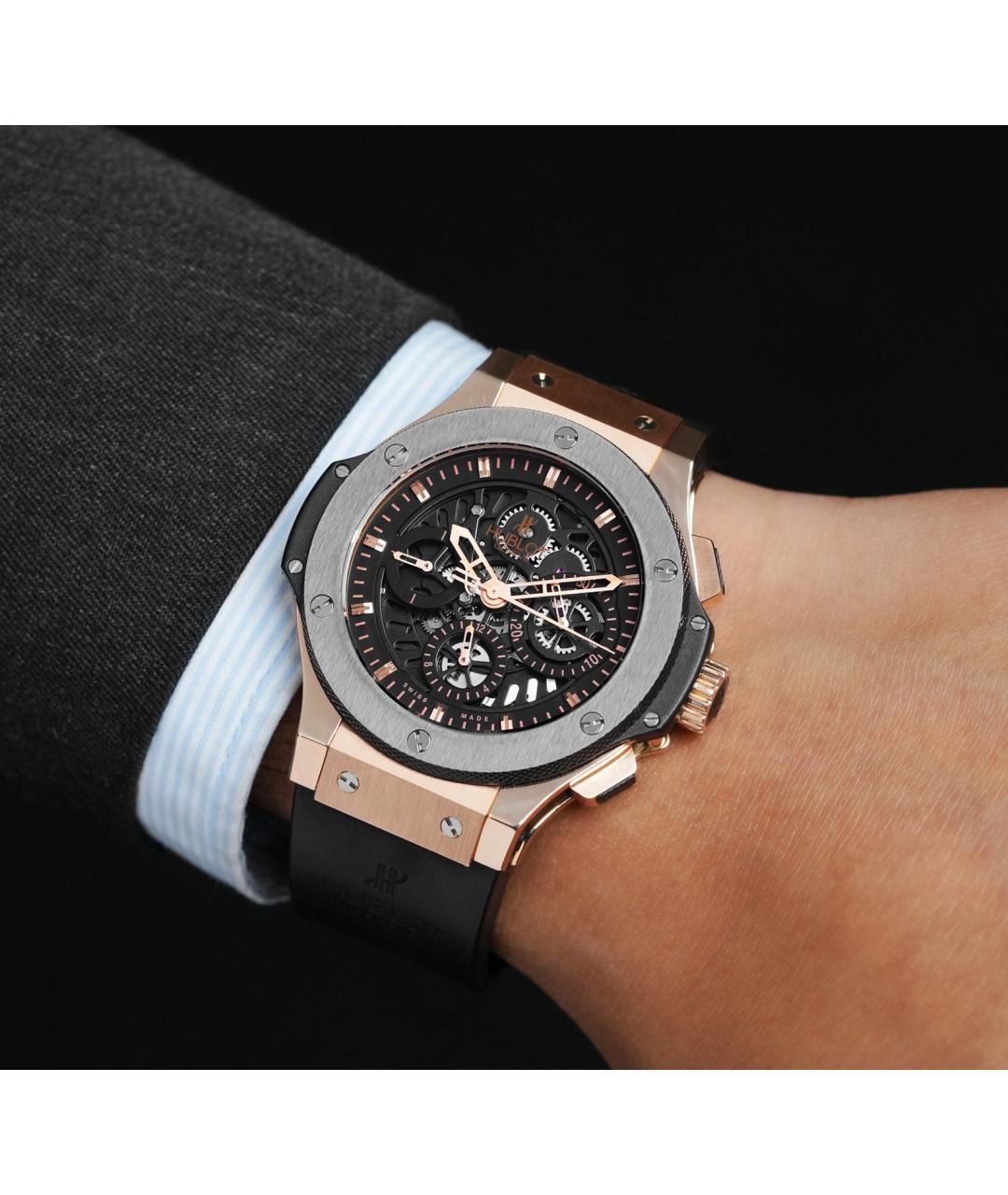 HUBLOT Черные часы из розового золота, фото 5