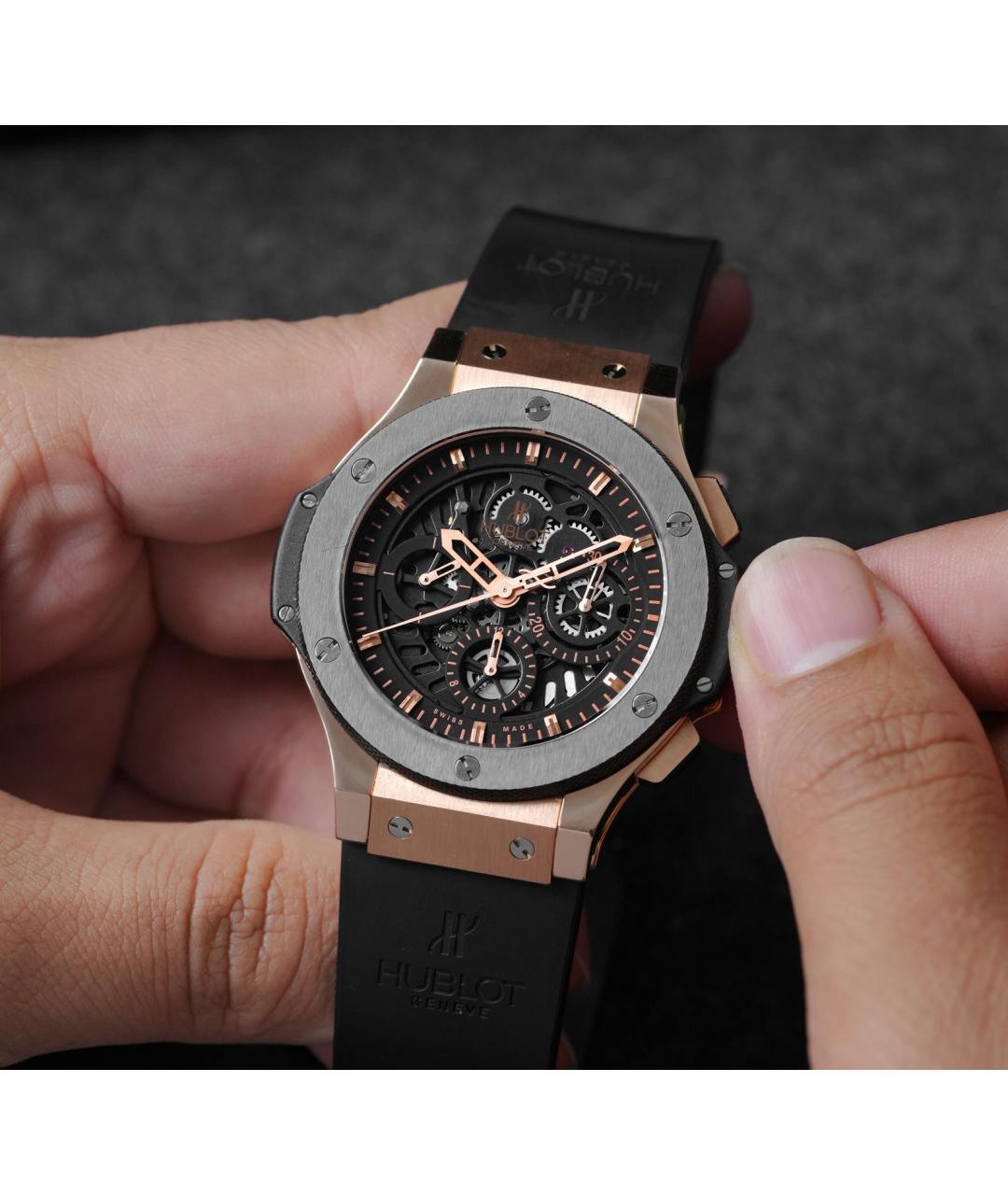 HUBLOT Черные часы из розового золота, фото 3