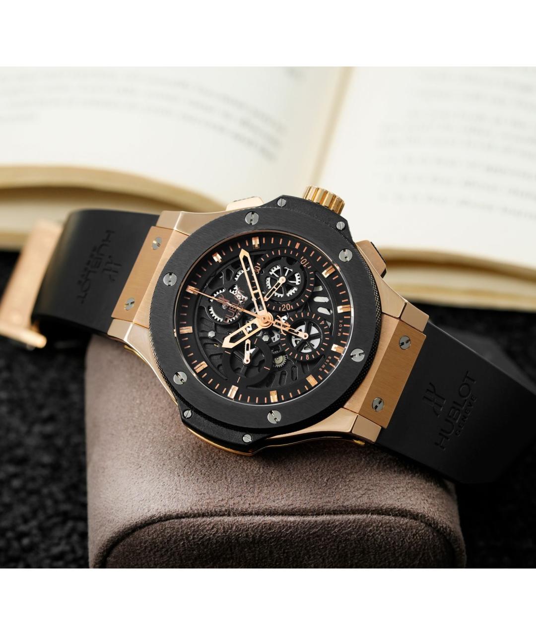 HUBLOT Черные часы из розового золота, фото 4