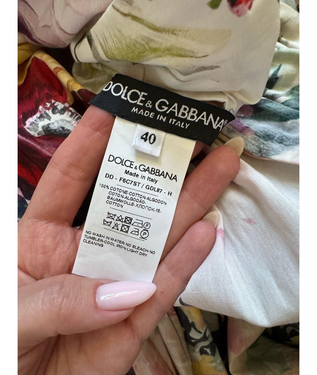 DOLCE&GABBANA Мульти хлопковое повседневное платье, фото 3