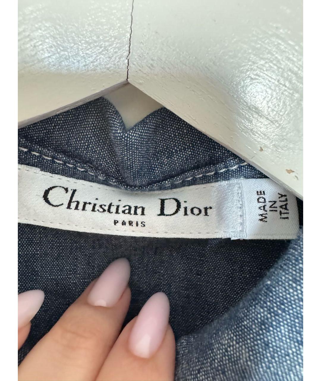 CHRISTIAN DIOR Синее хлопковое повседневное платье, фото 5