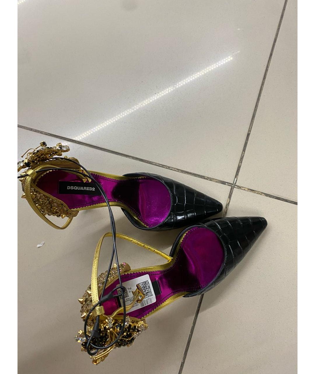 DSQUARED2 Черные кожаные босоножки, фото 6