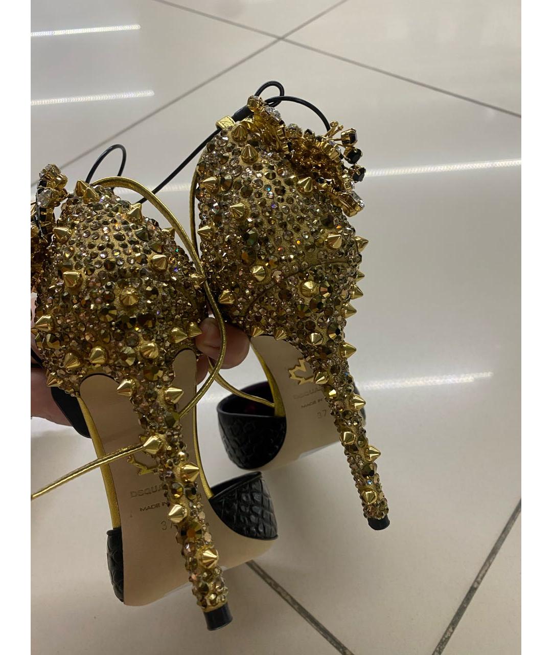 DSQUARED2 Черные кожаные босоножки, фото 3