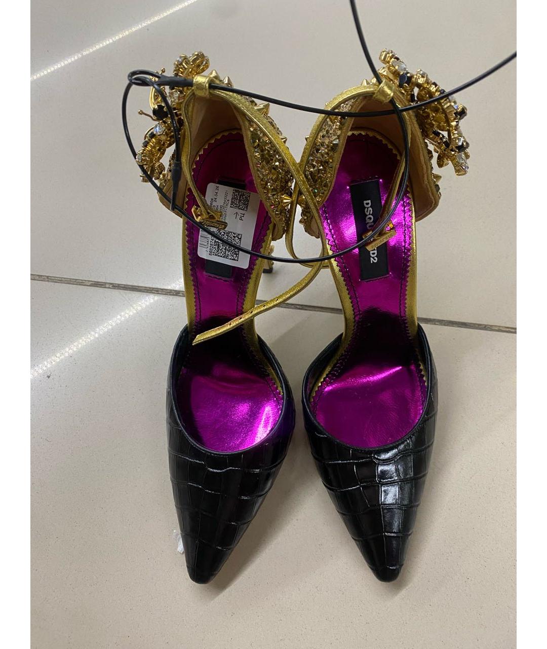 DSQUARED2 Черные кожаные босоножки, фото 2