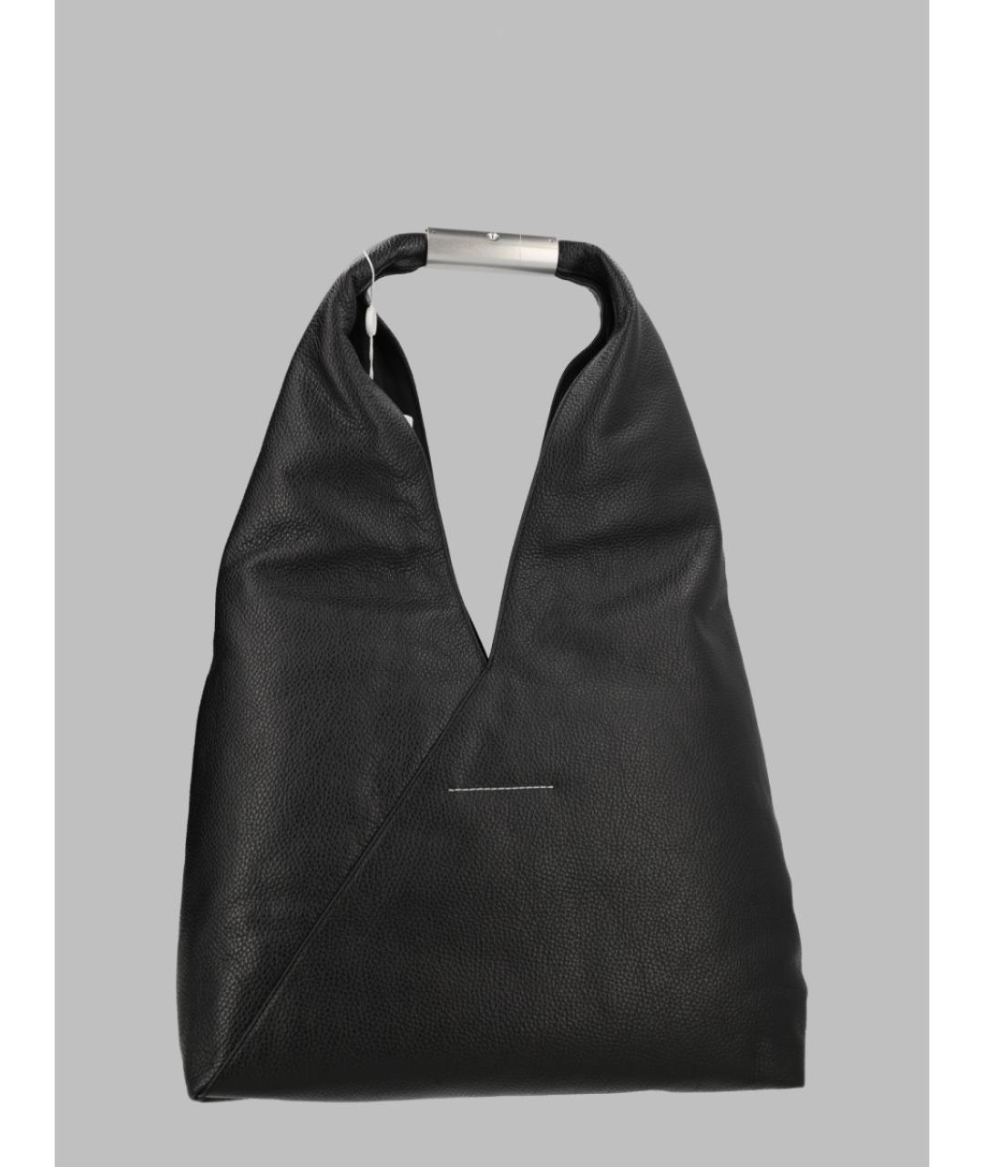 MM6 MAISON MARGIELA Черная кожаная сумка тоут, фото 2
