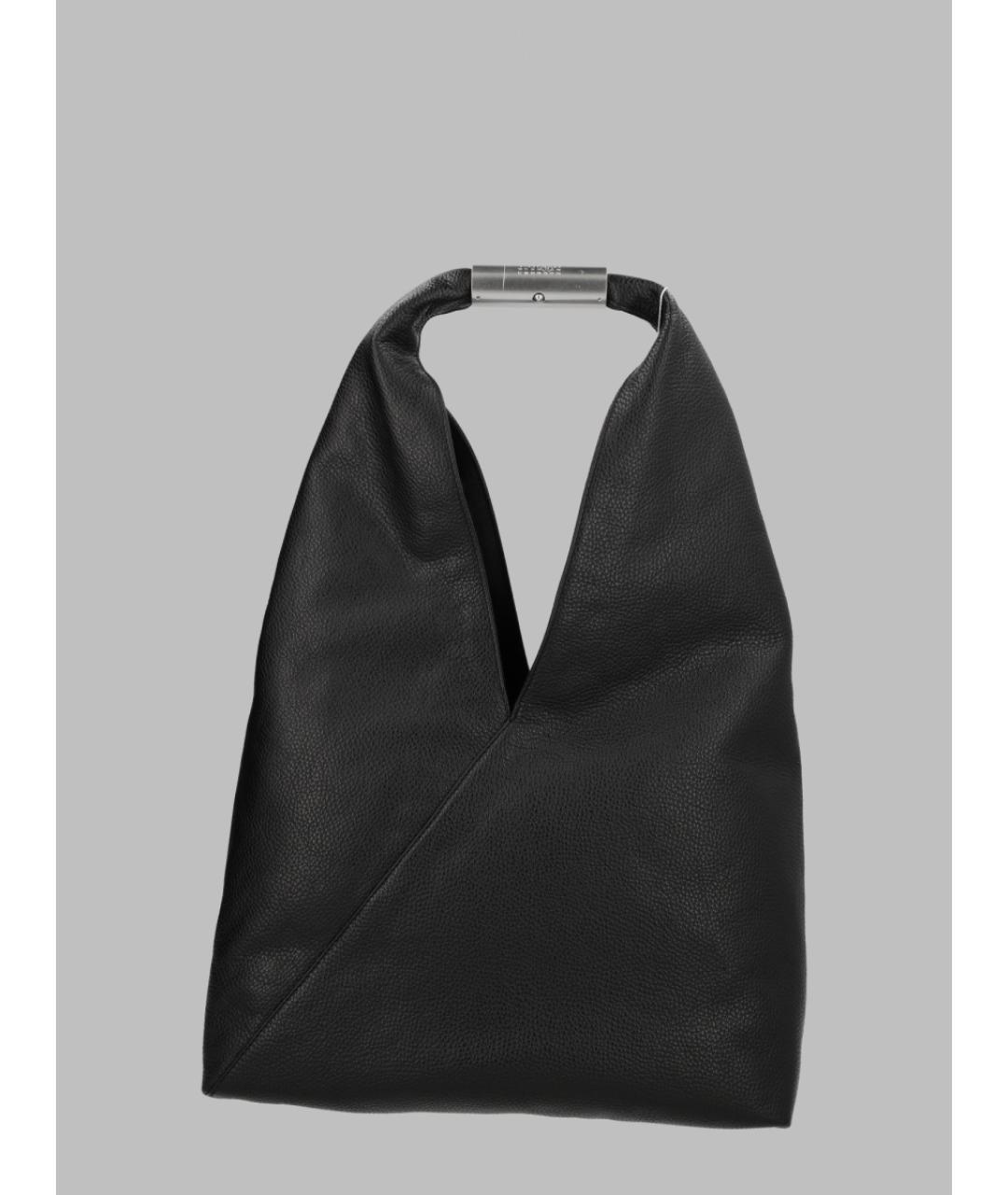 MM6 MAISON MARGIELA Черная кожаная сумка тоут, фото 3