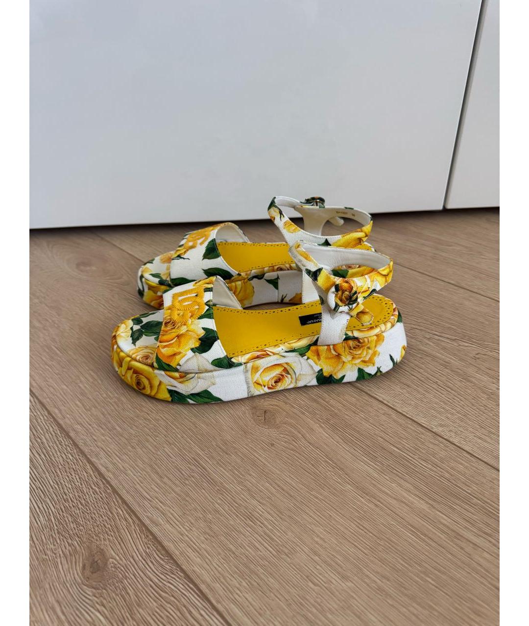 DOLCE&GABBANA Желтые текстильные босоножки, фото 3