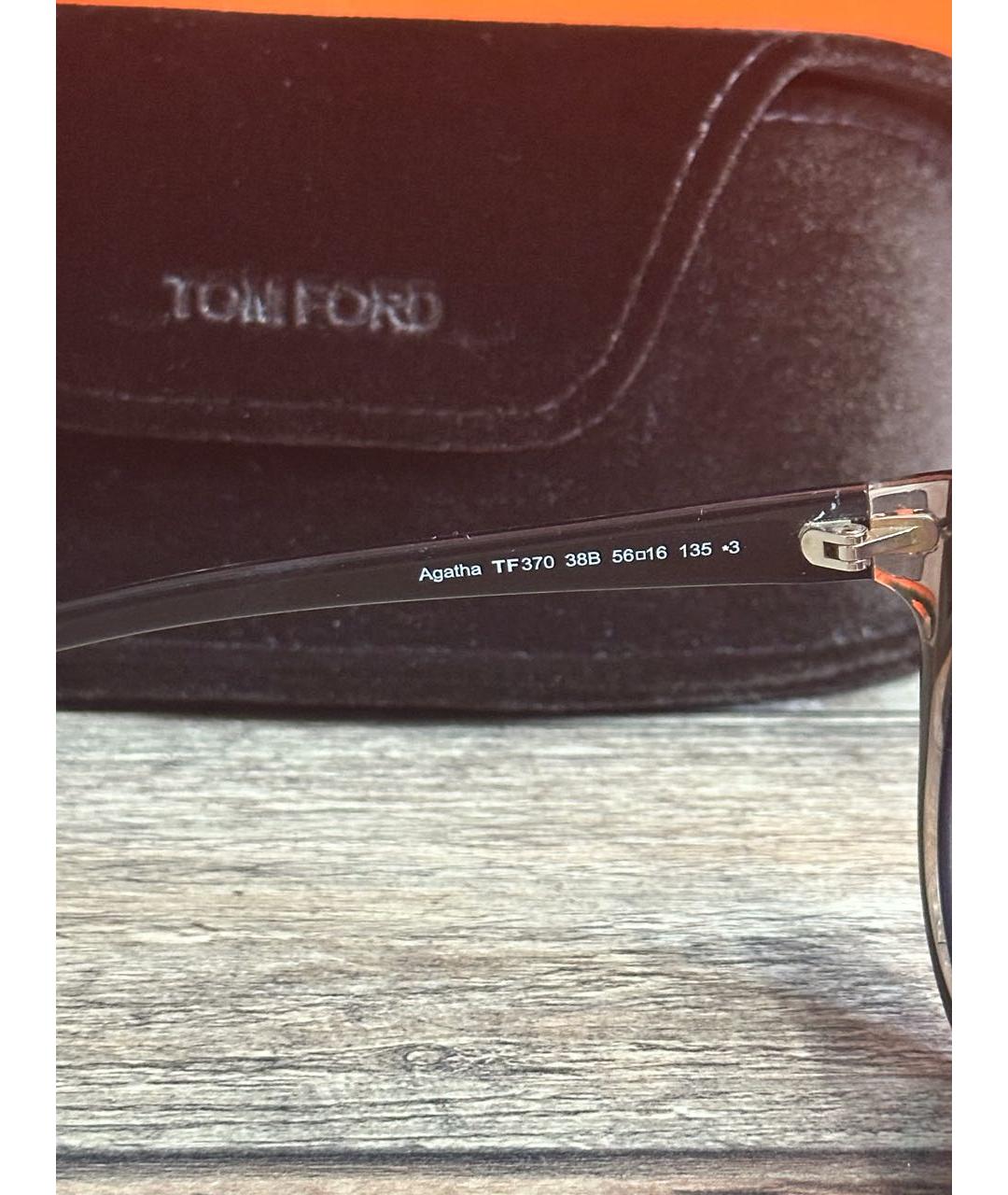 TOM FORD Бежевые пластиковые солнцезащитные очки, фото 5