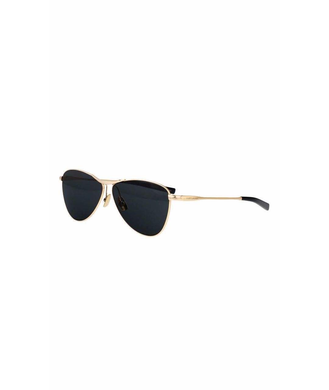 SAINT LAURENT Золотые металлические солнцезащитные очки, фото 1