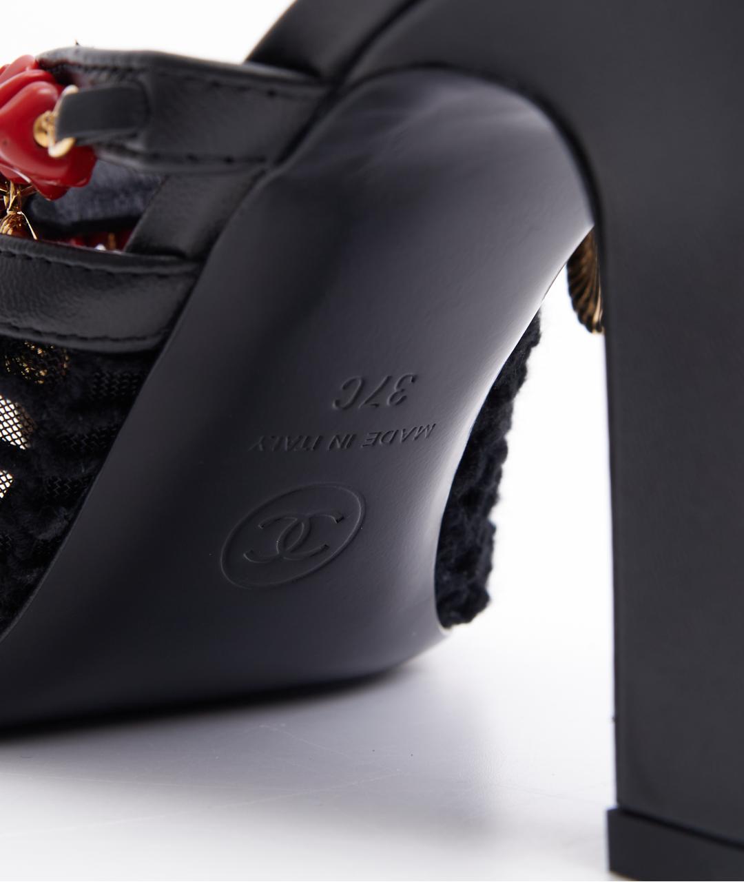 CHANEL Черные текстильные мюли, фото 9