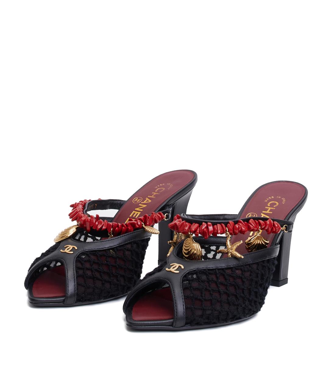 CHANEL Черные текстильные мюли, фото 2