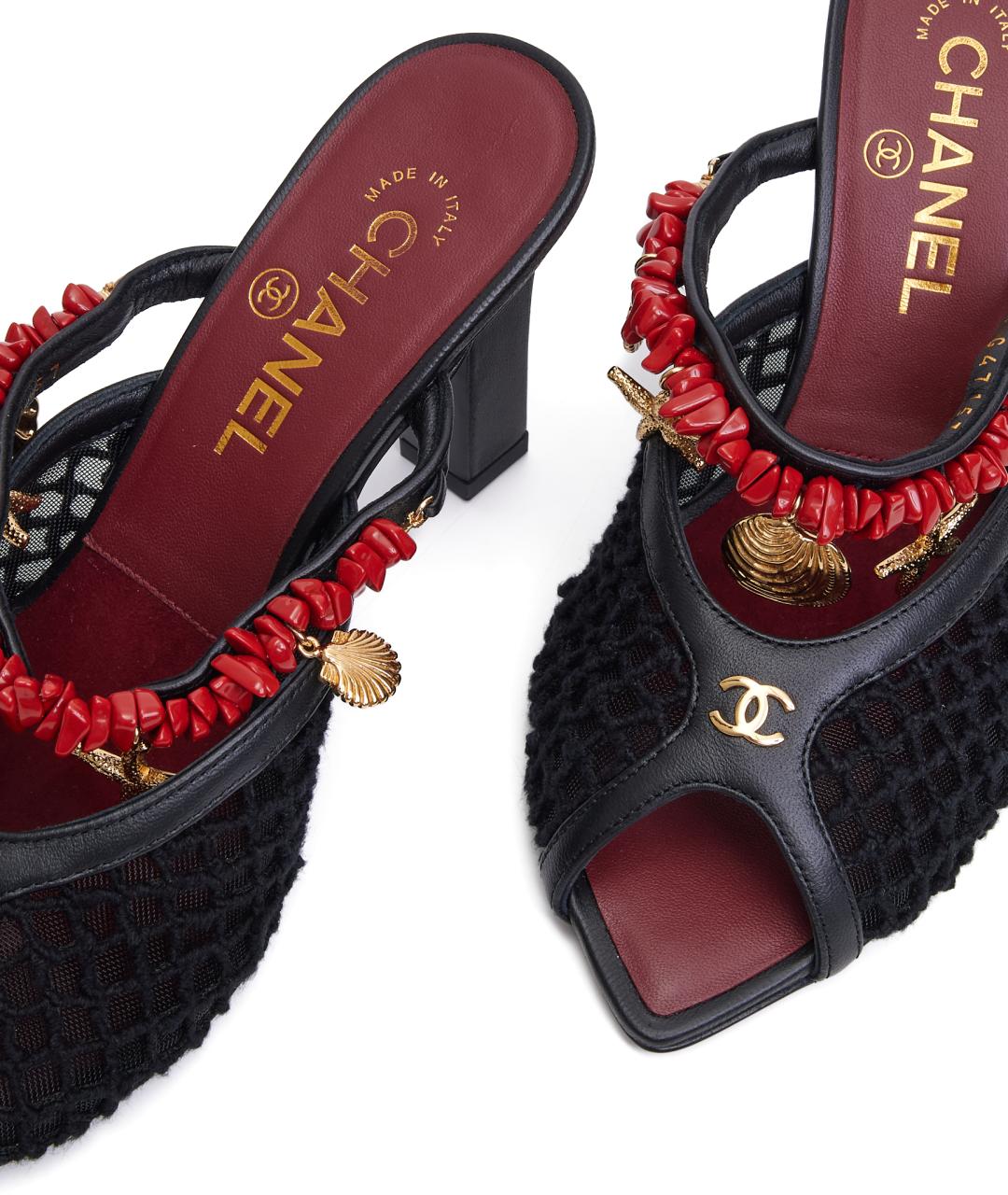 CHANEL Черные текстильные мюли, фото 5