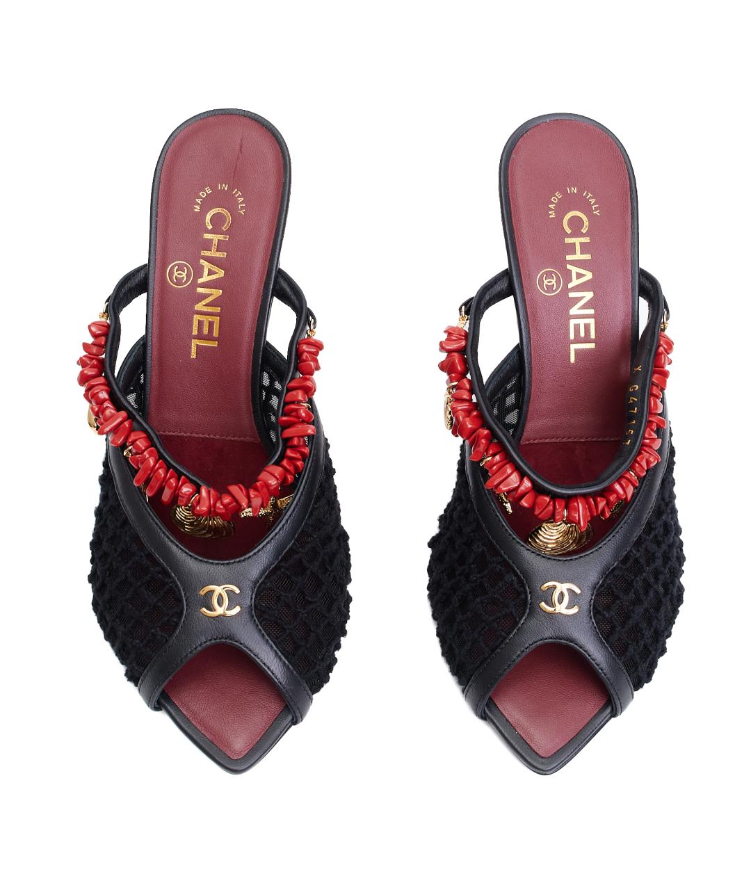 CHANEL Черные текстильные мюли, фото 6