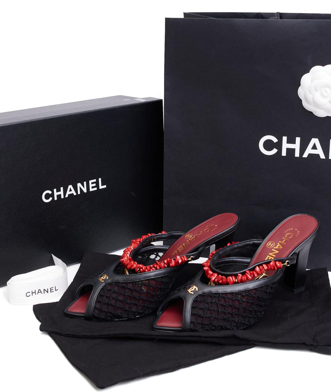 CHANEL Черные текстильные мюли, фото 8