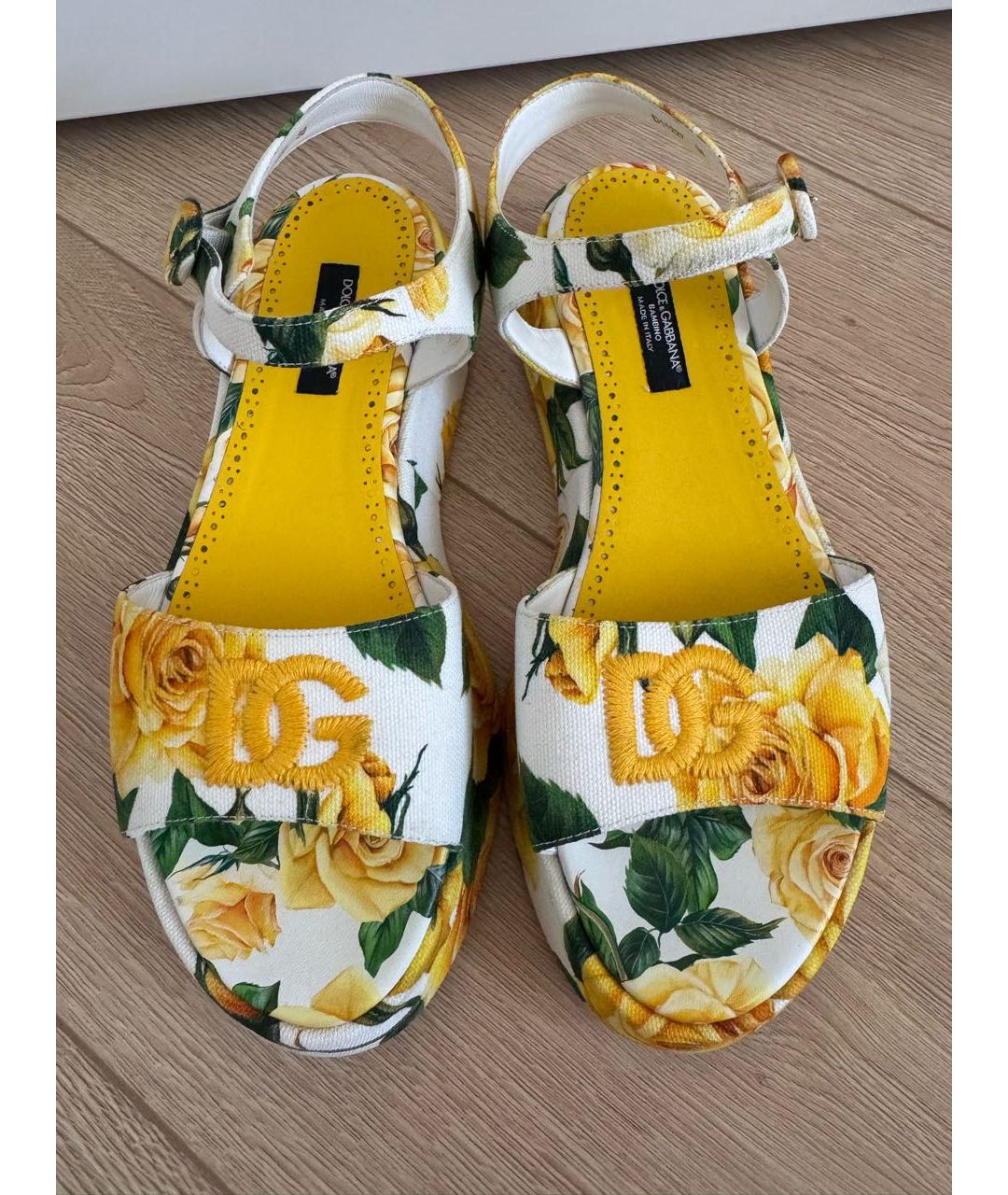 DOLCE&GABBANA Желтые сандалии и шлепанцы, фото 4