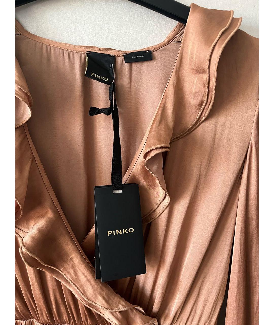 PINKO Бежевое полиэстеровое коктейльное платье, фото 4