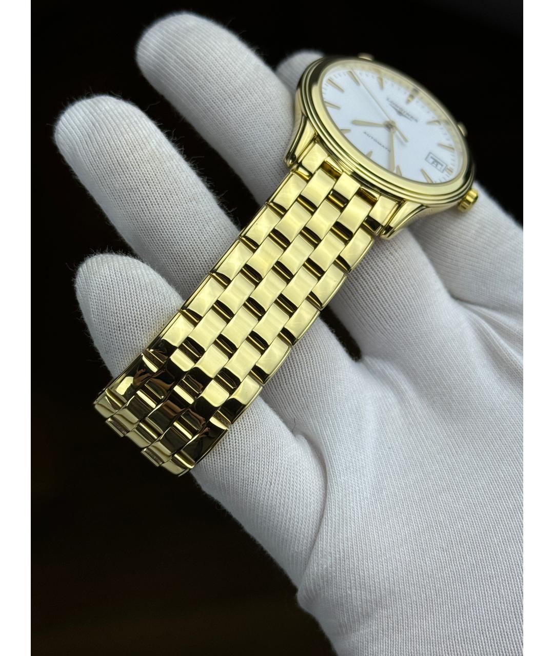 LONGINES Белые часы из желтого золота, фото 6