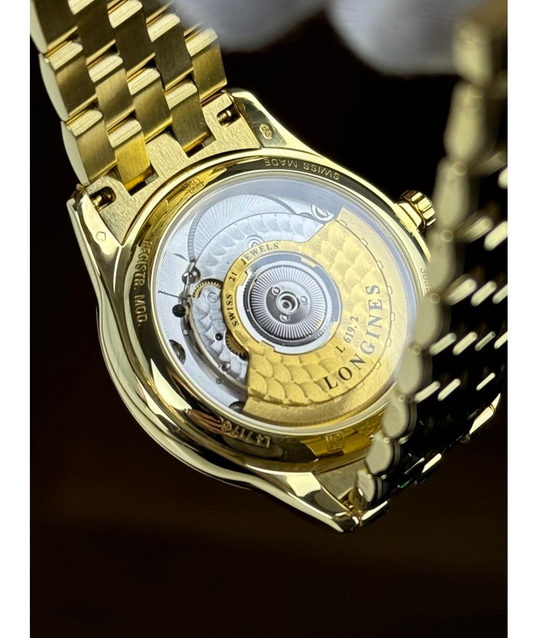 LONGINES Белые часы из желтого золота, фото 7