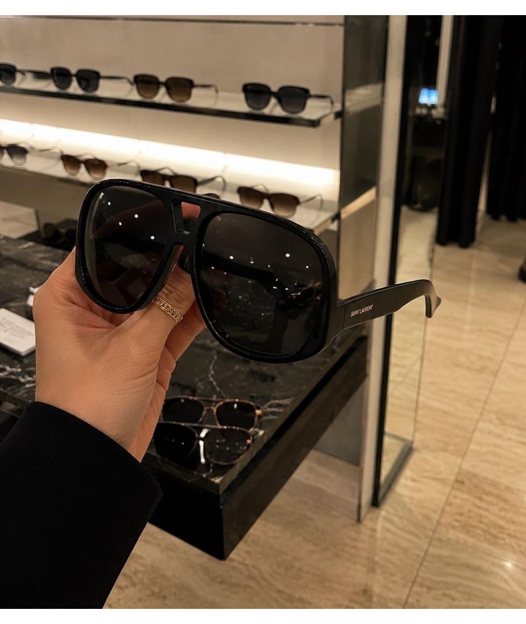 SAINT LAURENT Черные пластиковые солнцезащитные очки, фото 4