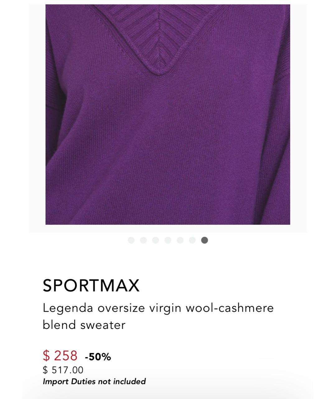 SPORTMAX Фиолетовый кашемировый джемпер / свитер, фото 5