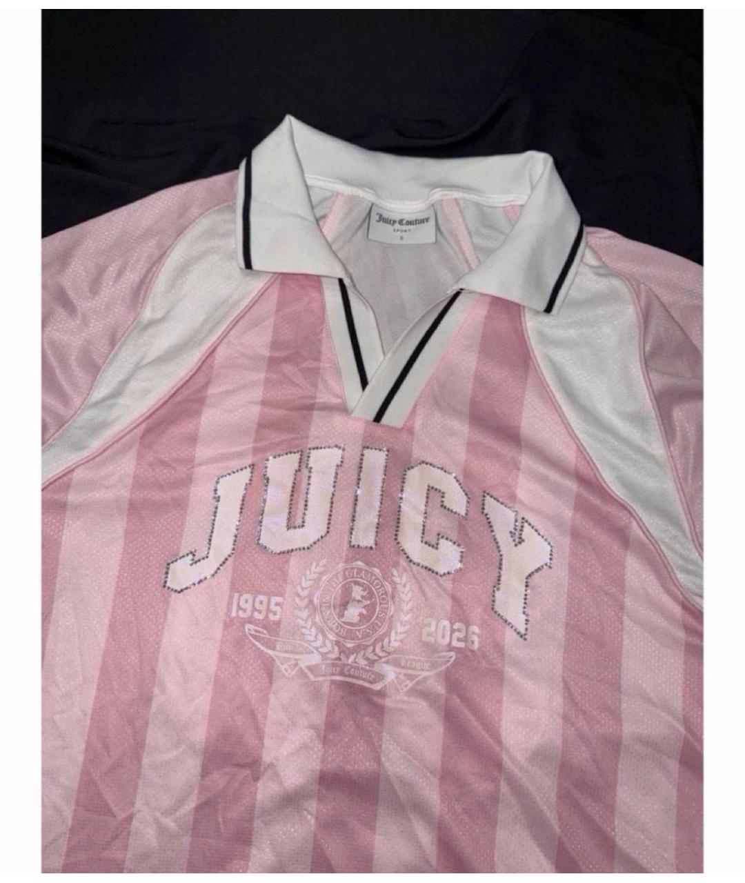 JUICY COUTURE Розовая полиэстеровая футболка, фото 2