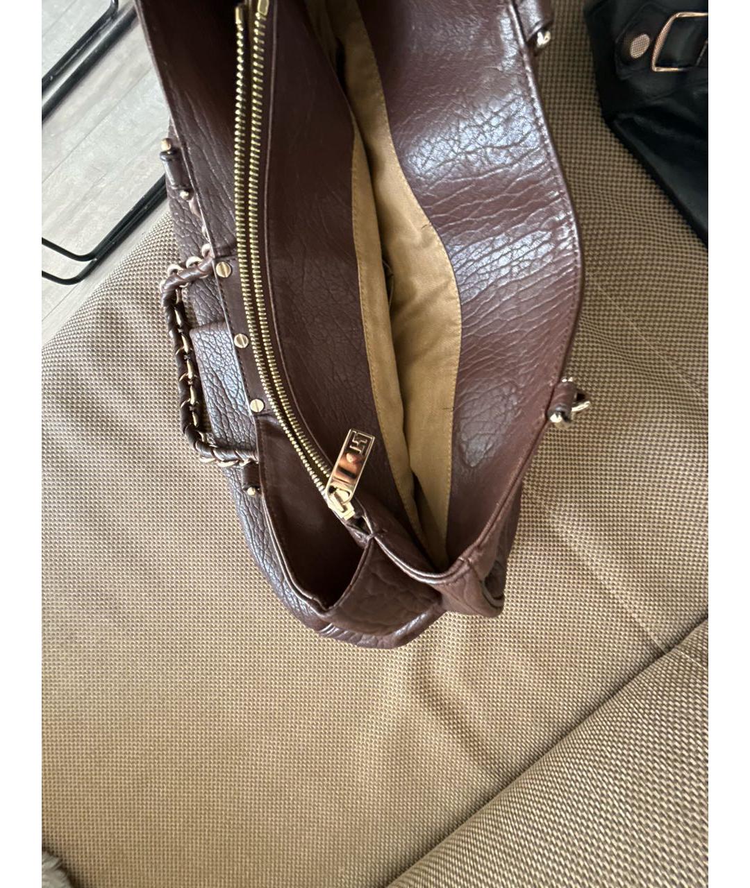 FENDI Коричневая кожаная сумка тоут, фото 4
