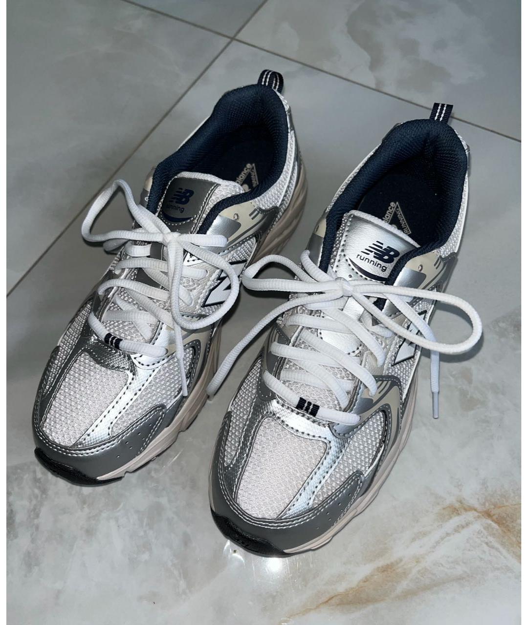 NEW BALANCE Серебряные кожаные кроссовки, фото 2