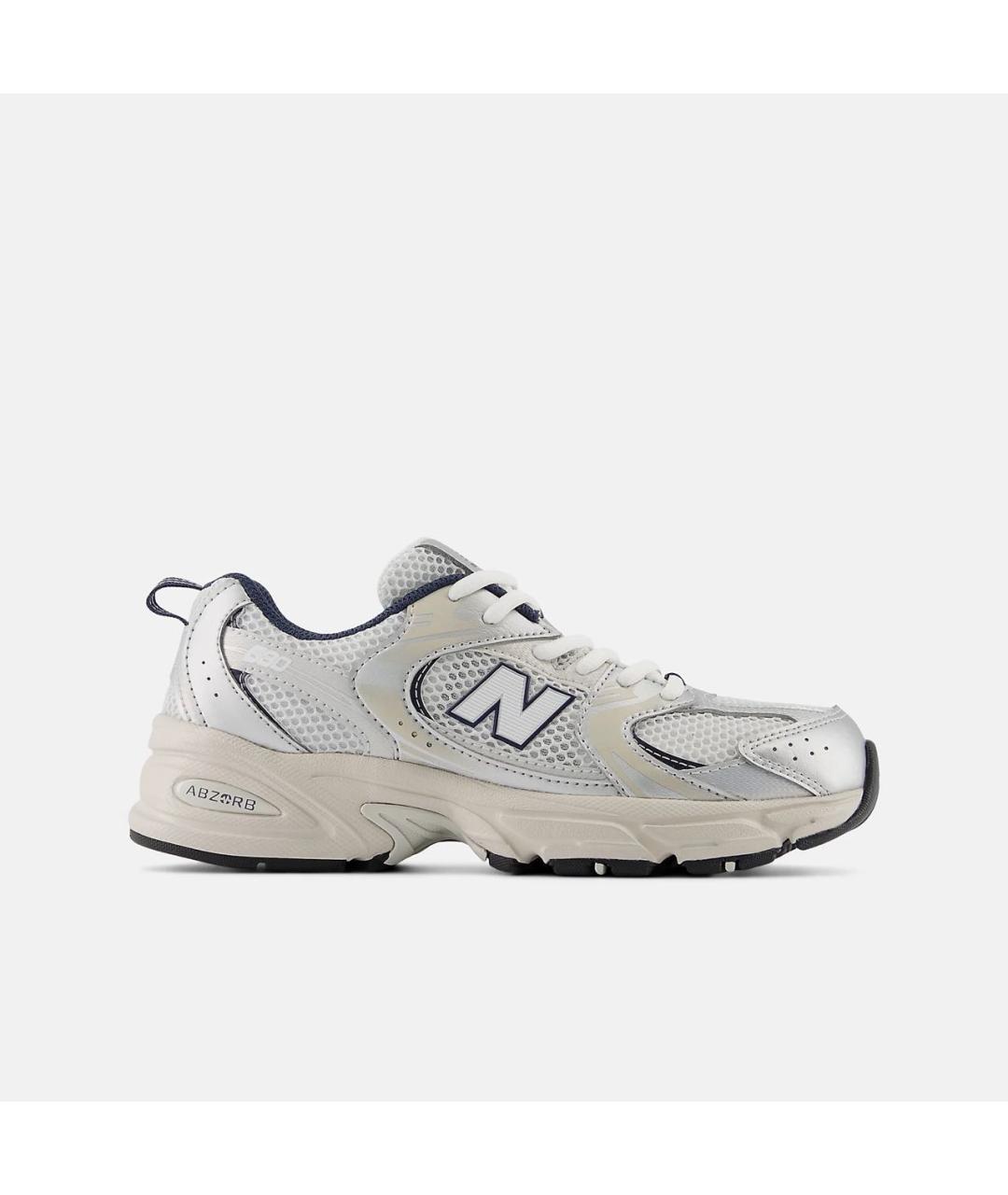 NEW BALANCE Серебряные кожаные кроссовки, фото 6