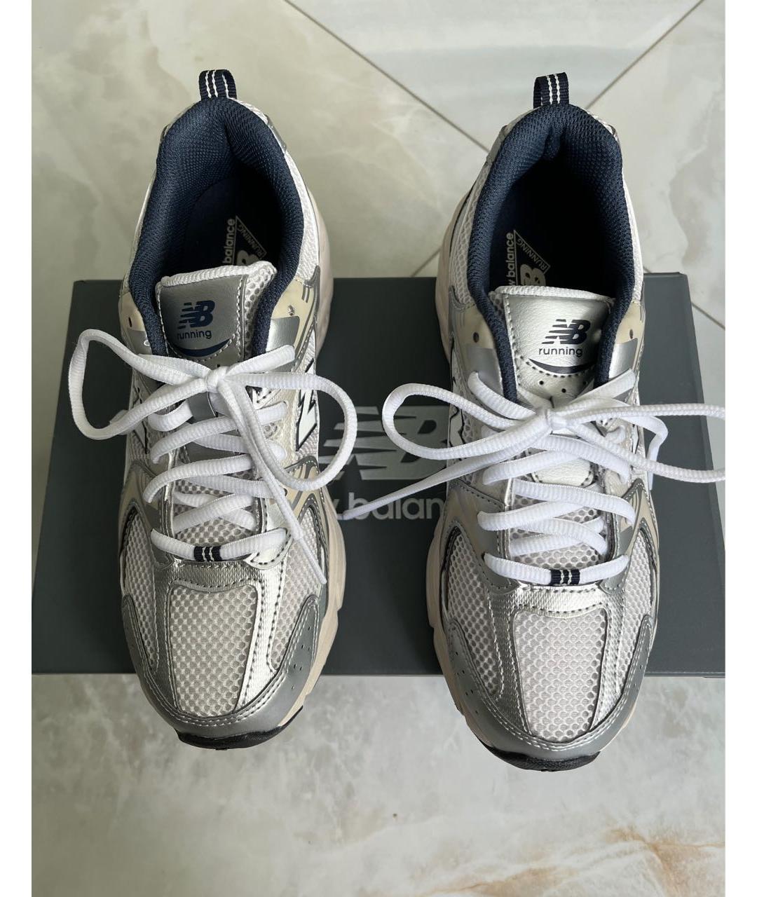 NEW BALANCE Серебряные кожаные кроссовки, фото 4
