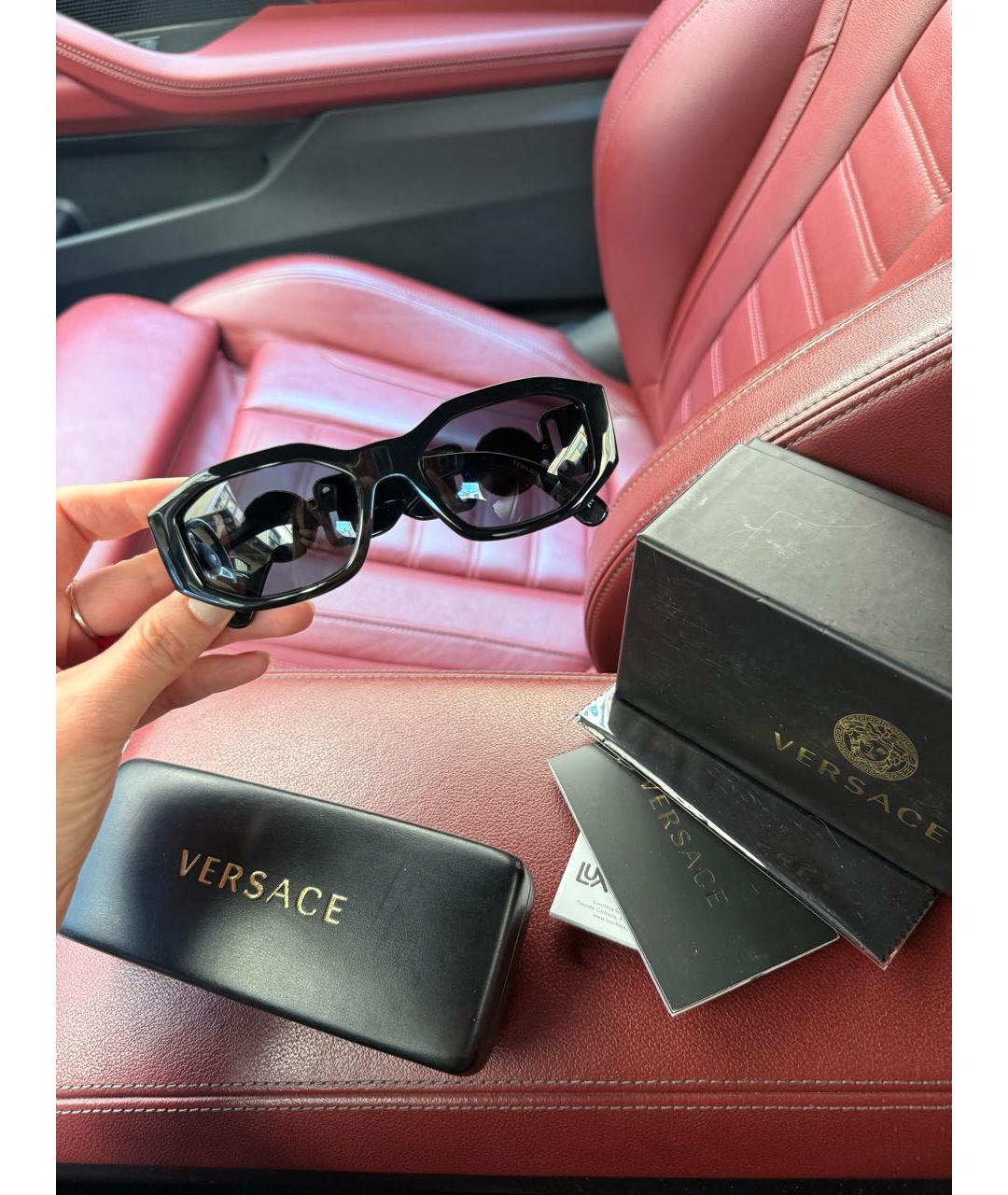 VERSACE Черные пластиковые солнцезащитные очки, фото 8