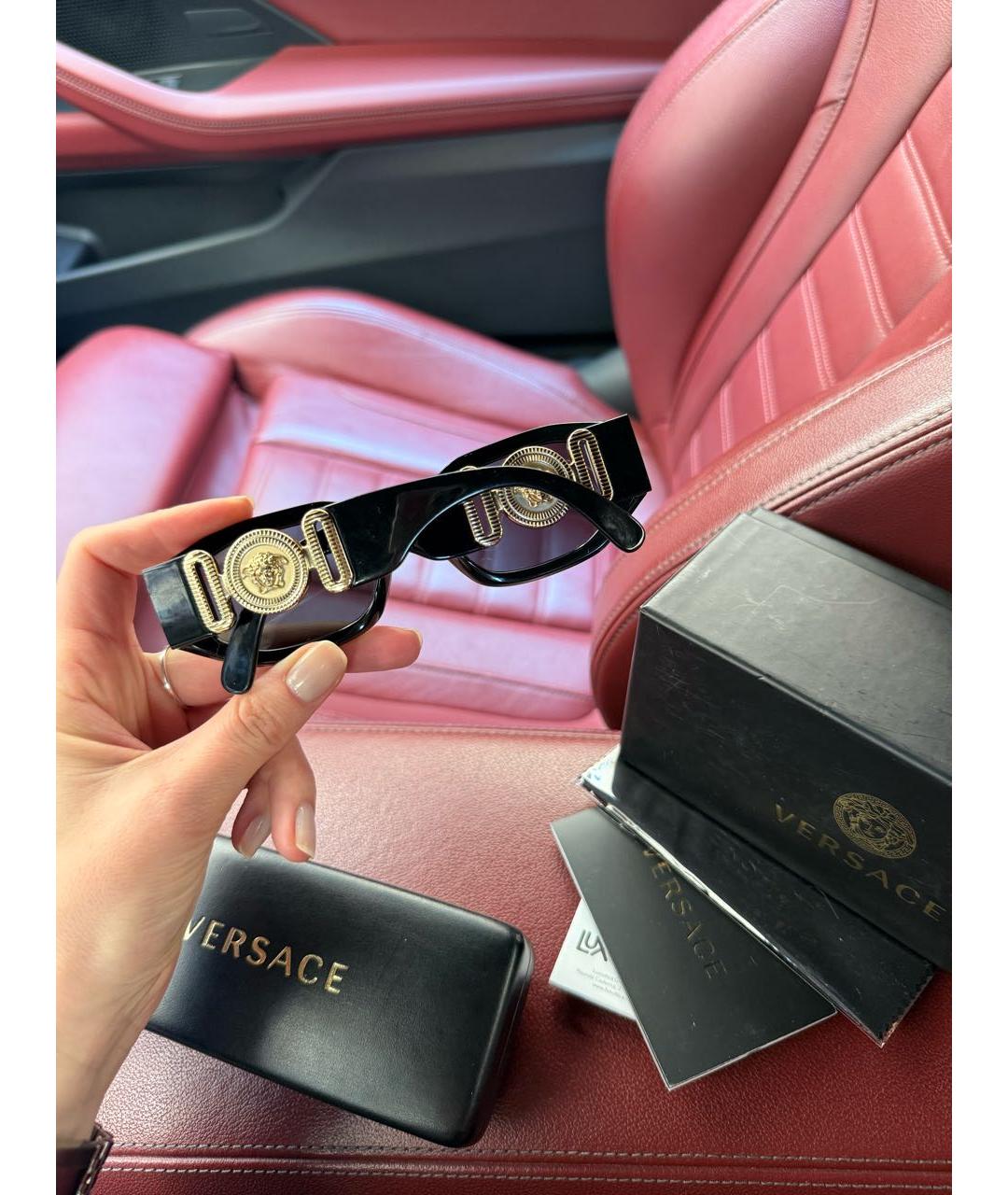 VERSACE Черные пластиковые солнцезащитные очки, фото 7