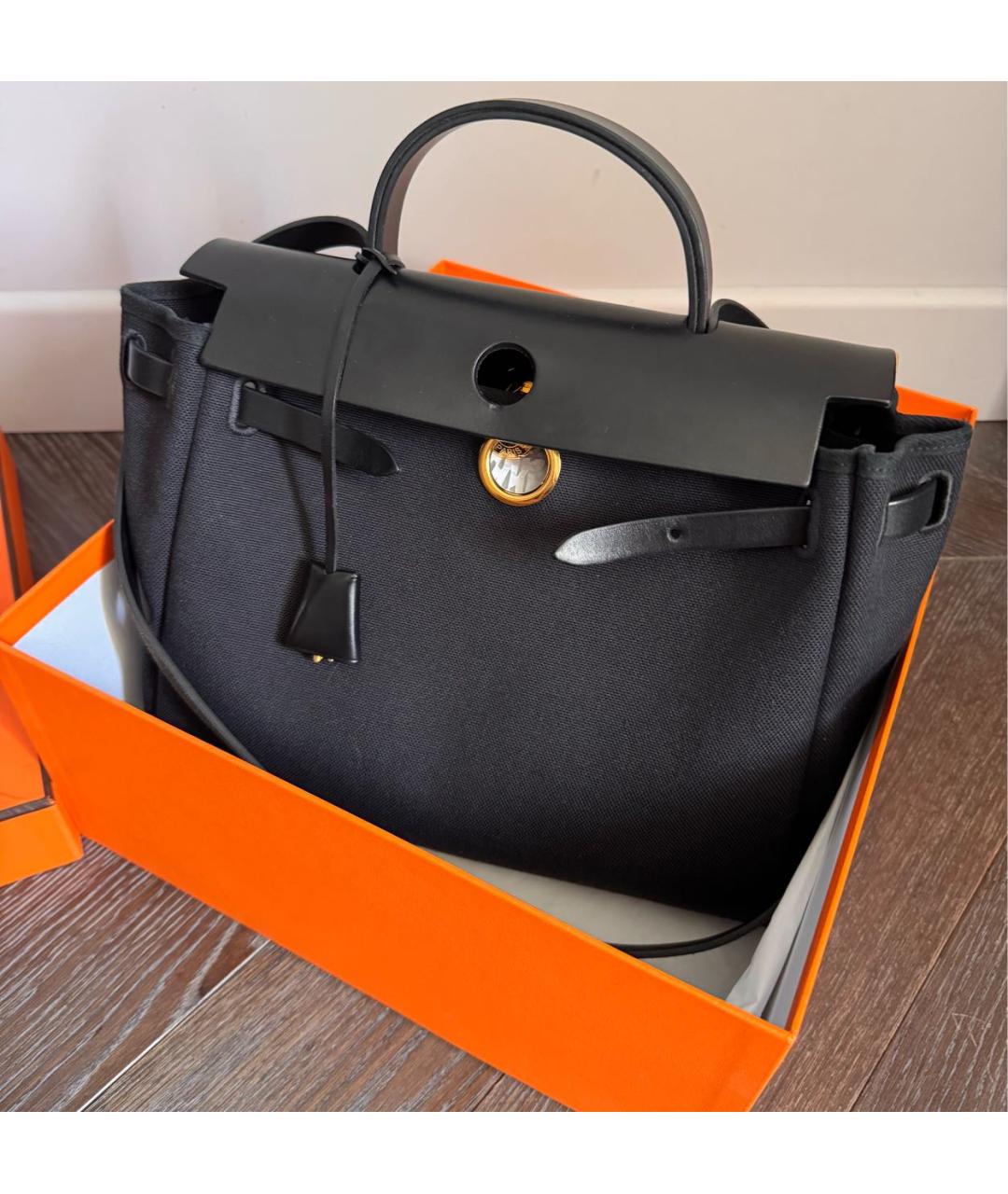 HERMES Черная тканевая сумка через плечо, фото 4