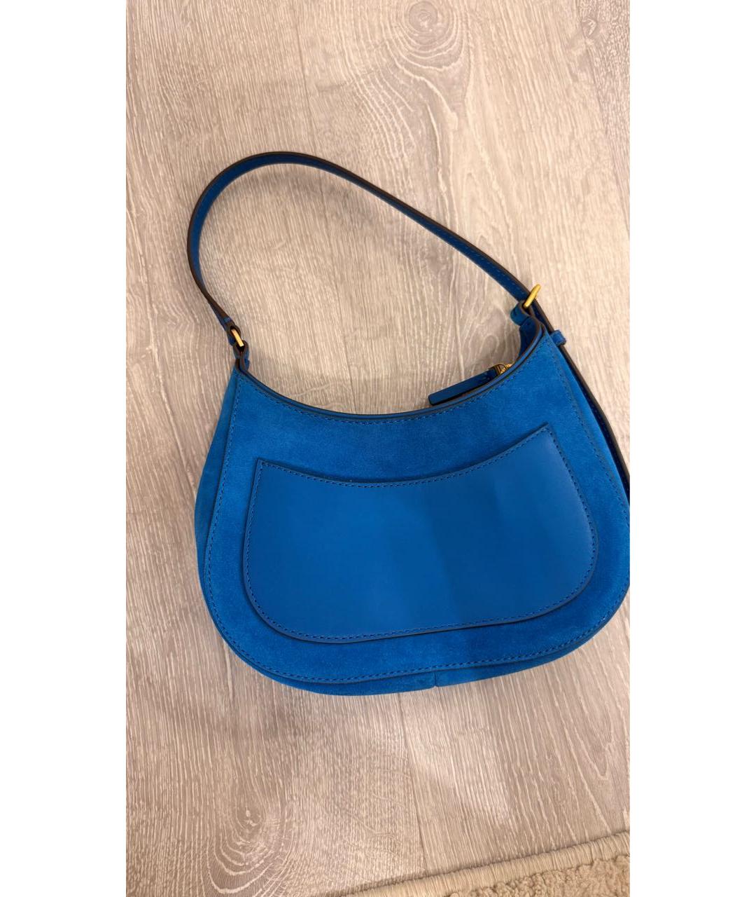TORY BURCH Синяя замшевая сумка с короткими ручками, фото 2