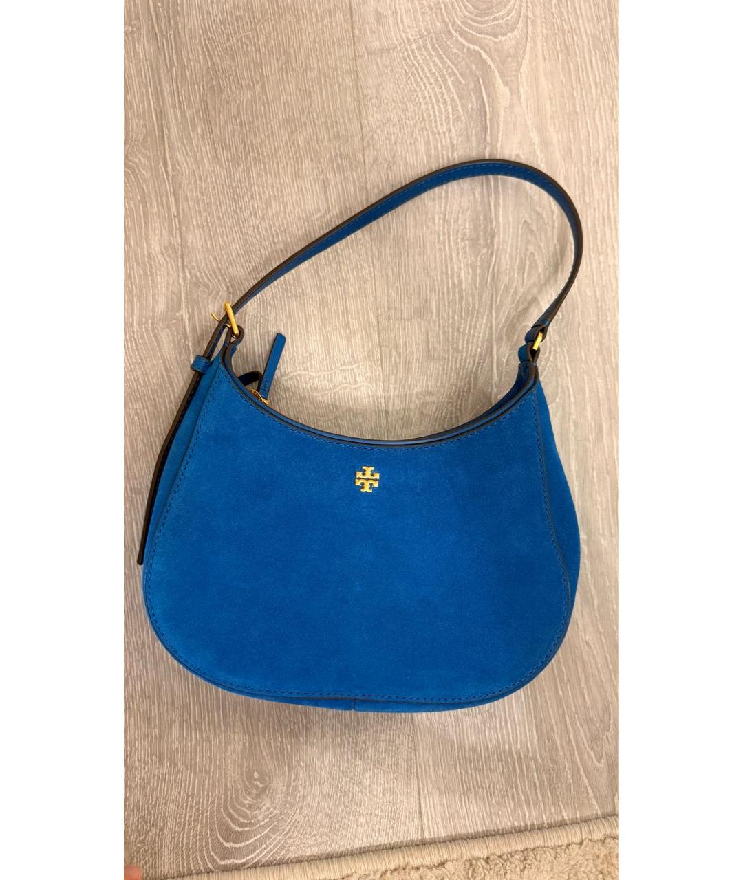 TORY BURCH Синяя замшевая сумка с короткими ручками, фото 8