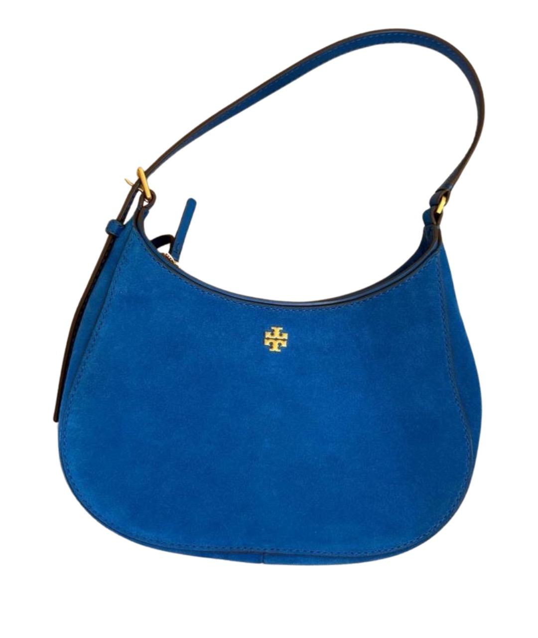 TORY BURCH Синяя замшевая сумка с короткими ручками, фото 1