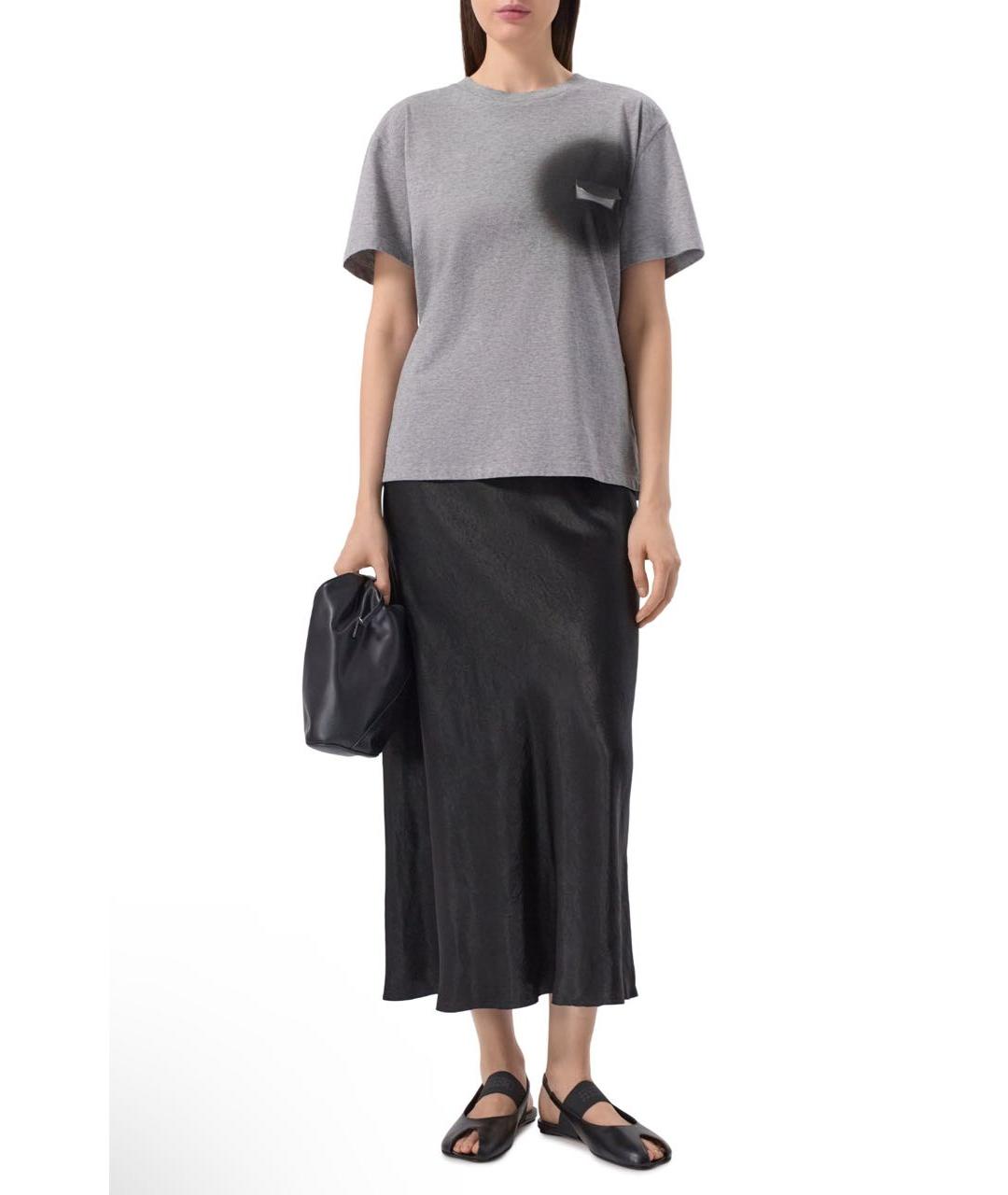 MM6 MAISON MARGIELA Серая хлопковая футболка, фото 6