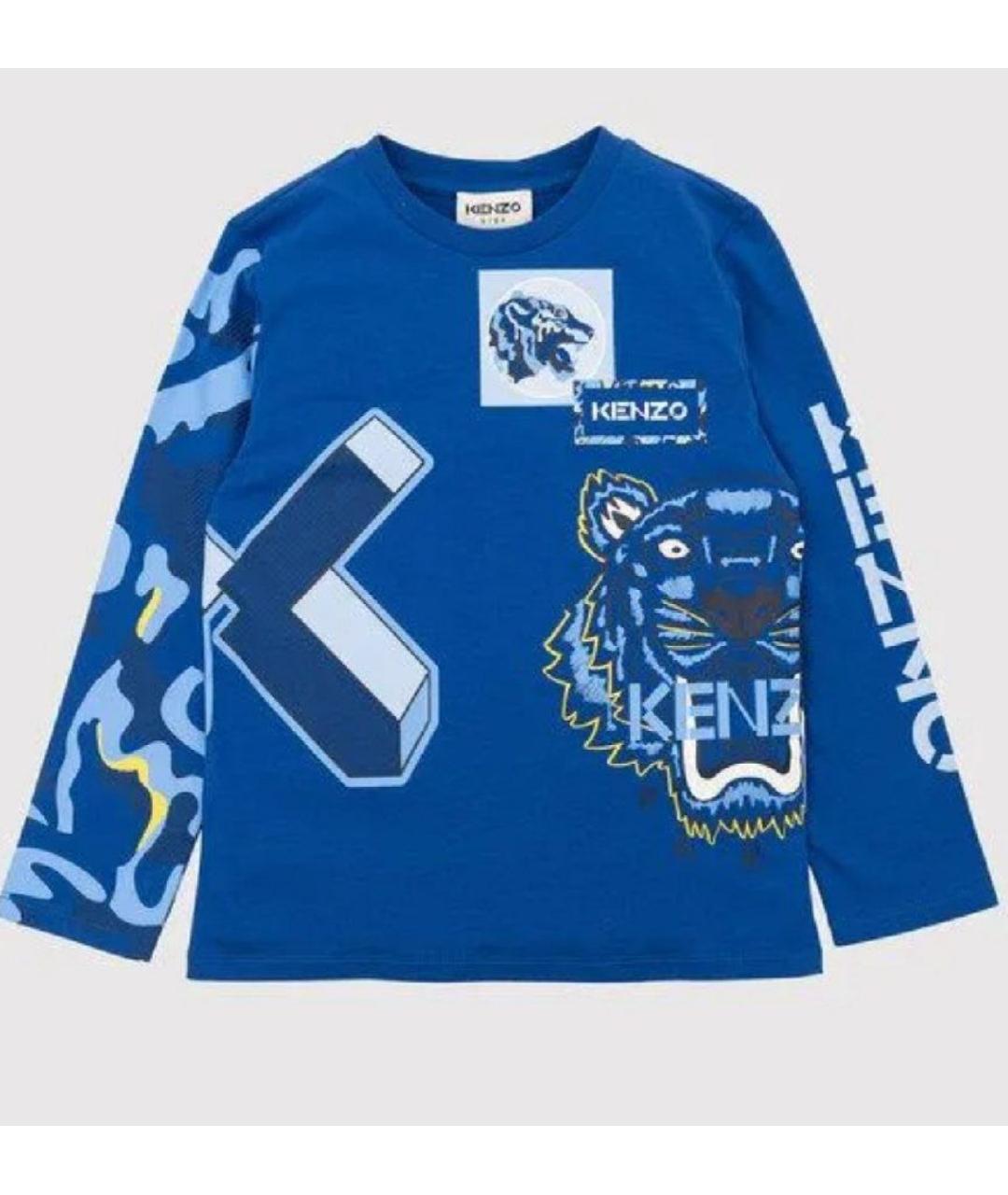 KENZO Синяя хлопковая детская футболка, фото 3