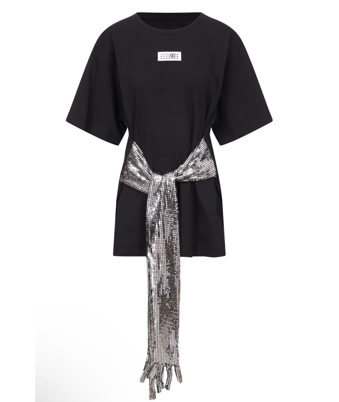 MM6 MAISON MARGIELA Черная хлопковая футболка, фото 1
