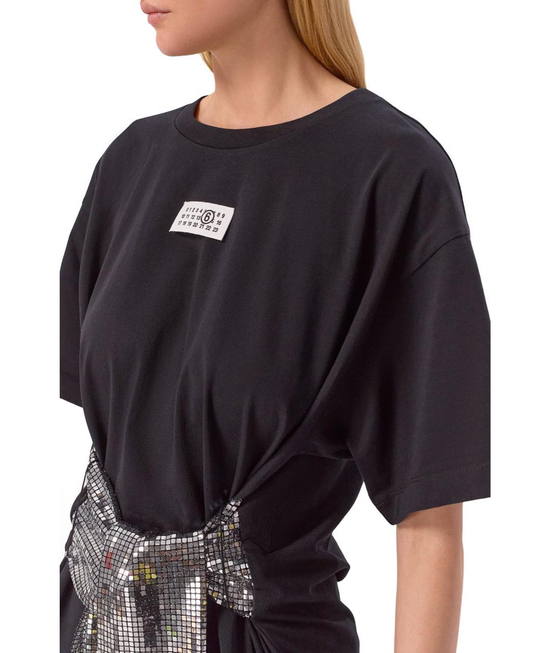 MM6 MAISON MARGIELA Черная хлопковая футболка, фото 7