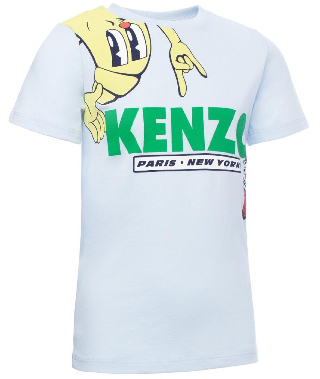 KENZO Голубая хлопковая детская футболка, фото 2