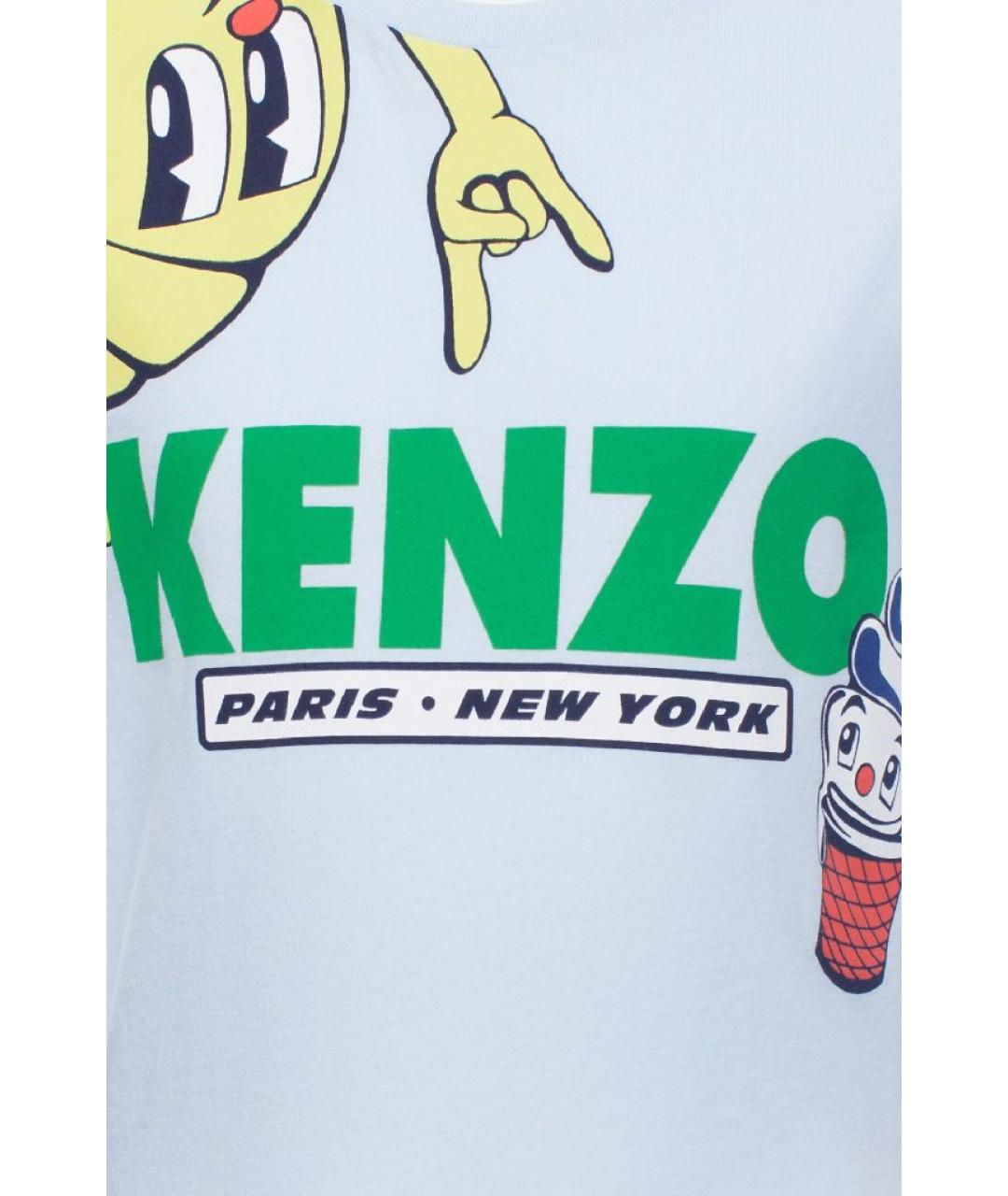 KENZO Голубая хлопковая детская футболка, фото 3